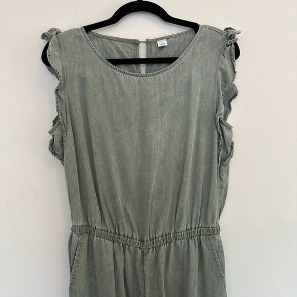 Old Navy Waist Defined Wide Leg Tencel Flutter Sleeve Jumpsuit Olive Green Sz. S - Picture 5 of 9
